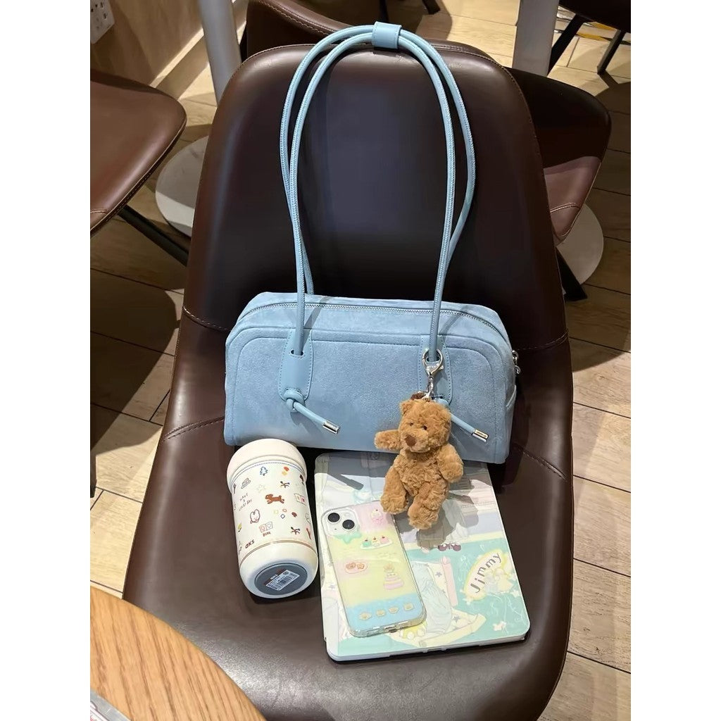 Ielgy Korean Version High-End Feeling Boston Bag Large Capacity Casual Portable Commuter All-Match One-Shoulder Bagu