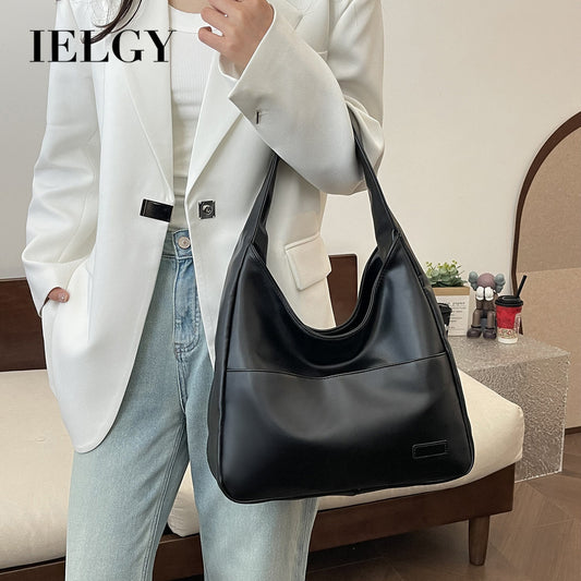 Ielgy Fashion Soft Collapsed Texture All-Match Large-Capacity Student Shou