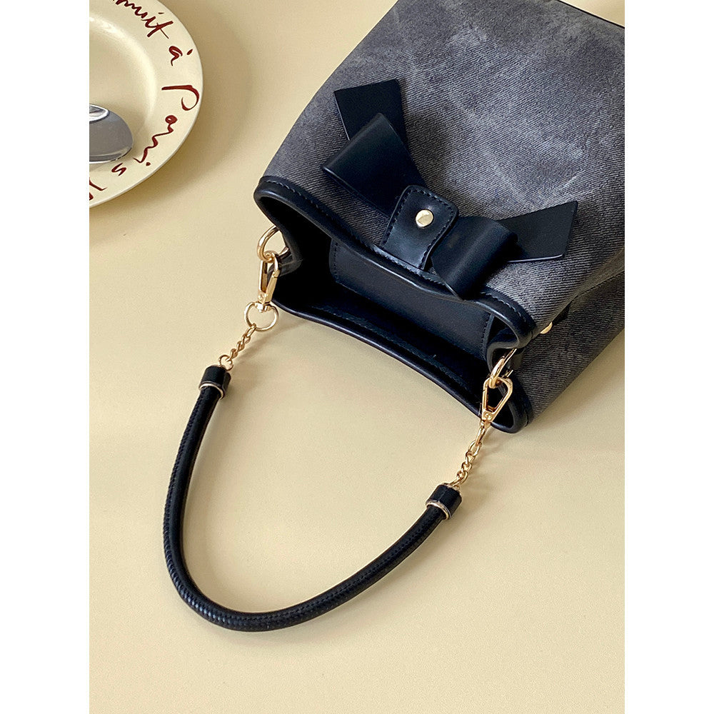 Ielgy Ladies High-End Retro Art Bucket Bag All-Match One-Shoulder Messenger Bag