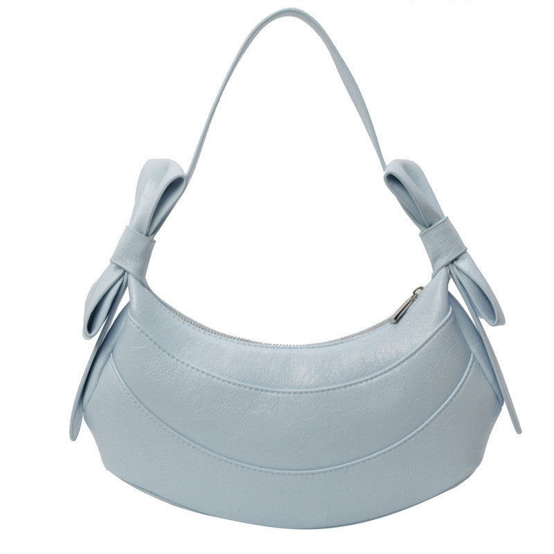 Ielgy Ladies Black All-Match Diagonal High-End Crescent Underarm Bag Niche Design Shoulder Bag