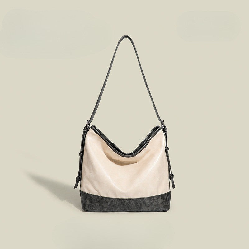 Ielgy Ladies High-End Feeling Niche Distressed Simple All-Match Fashion Commuter Large-Capacity One-Shou