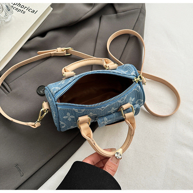 Ielgy Female Pillow Bag Woven Denim Handbag Niche Trendy Retro One-Shoulder Cross-Body
