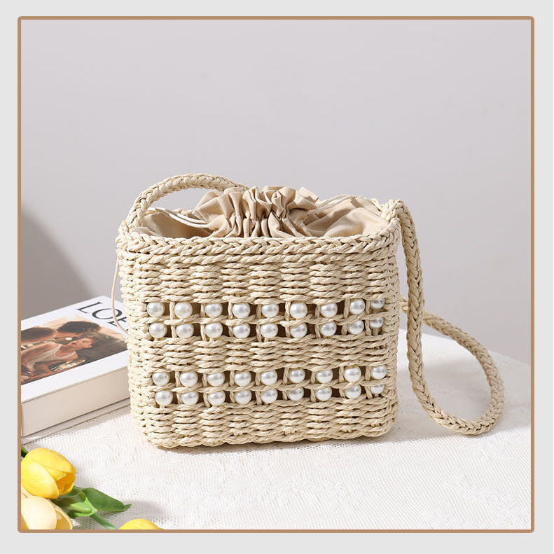 Ielgy Square Cross-Body Straw Woven Female Bag Mori Fashion Vacation Beach Bag Rattan Bag