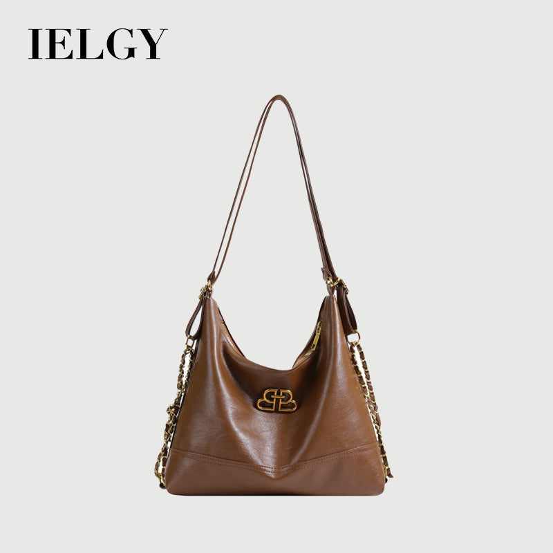 Ielgy Ladies Tote Bag One-Shoulder High-End Sense Cross-Body Niche Design Sense Large-Capacity Female