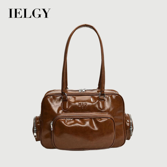 Ielgy Retro Portable Commuter Bag Niche Underarm Bag Simple Large-Capacity Shoulder Tote Bag