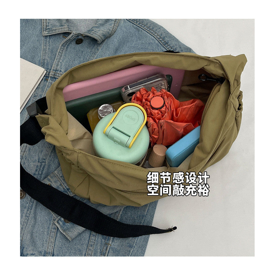 Ielgy Waterproof Nylon Cloth Bag Large Capacity Cross-body Dumpling Bag All-match Casual Lightweight Sports Style Shoulder Bag