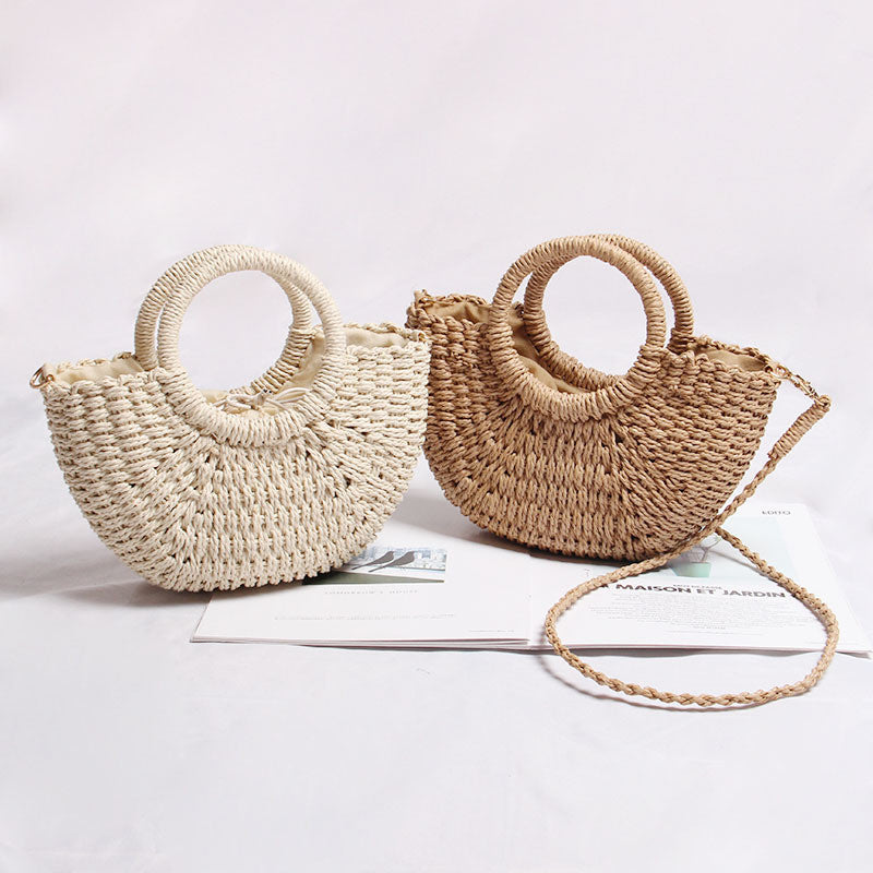 Ielgy Mini Messenger Woven Bag Cute Portable Summer Seaside Vacation Beach Bag
