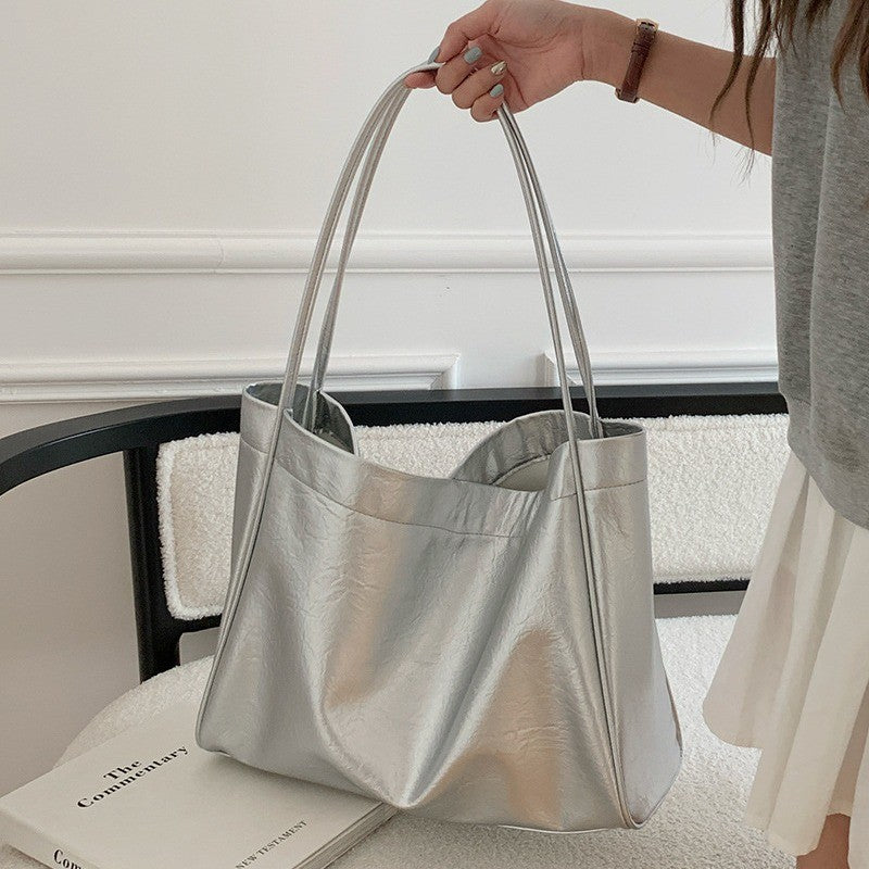 Ielgy Retro Large-Capacity Korean Version All-Match Tote Bag Fashion Lazy Style One-Shoulder Commuter