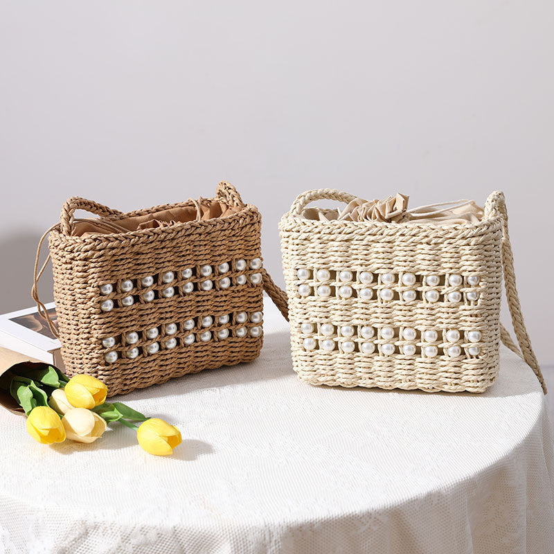 Ielgy Square Cross-Body Straw Woven Female Bag Mori Fashion Vacation Beach Bag Rattan Bag