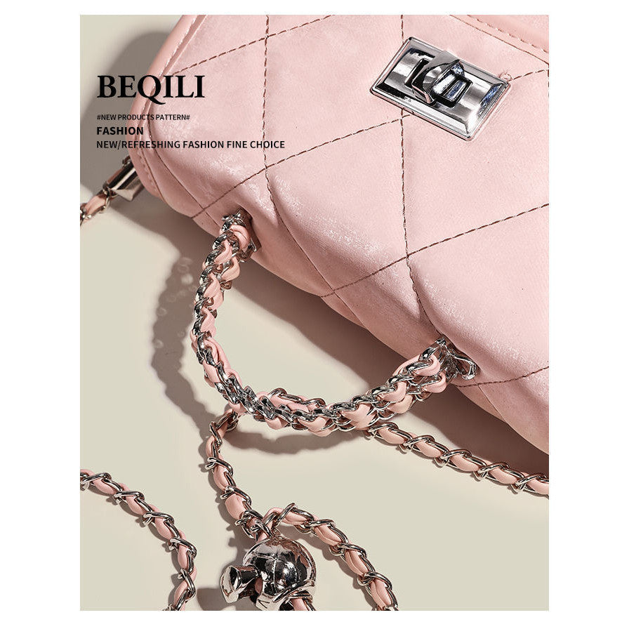 Ielgy Cute Portable Messenger Bag Fashionable All-Match High-End Niche Diamond Chain Shoulder