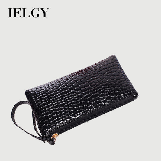 IELGY Crocodile Pattern Clutch Women's Mobile Phone Bag Wallet Leather Small Bag