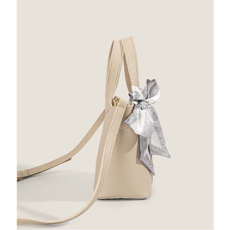 Ielgy Fashion Silk Scarf Portable Bucket Bag Texture All-Match One-Shoulder Cross @-