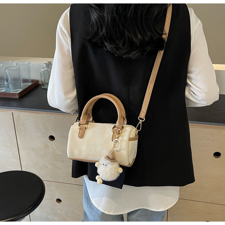 Ielgy Texture All-Match Shoulder Messenger Bag Portable Boston Pillow Bag