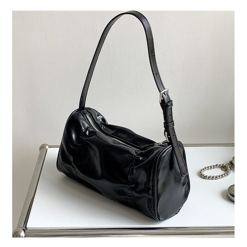 Ielgy Korean Version Pleated Design Underarm Bag Handbag All-Match Fashion One-Shoulder Soft Leather Bag