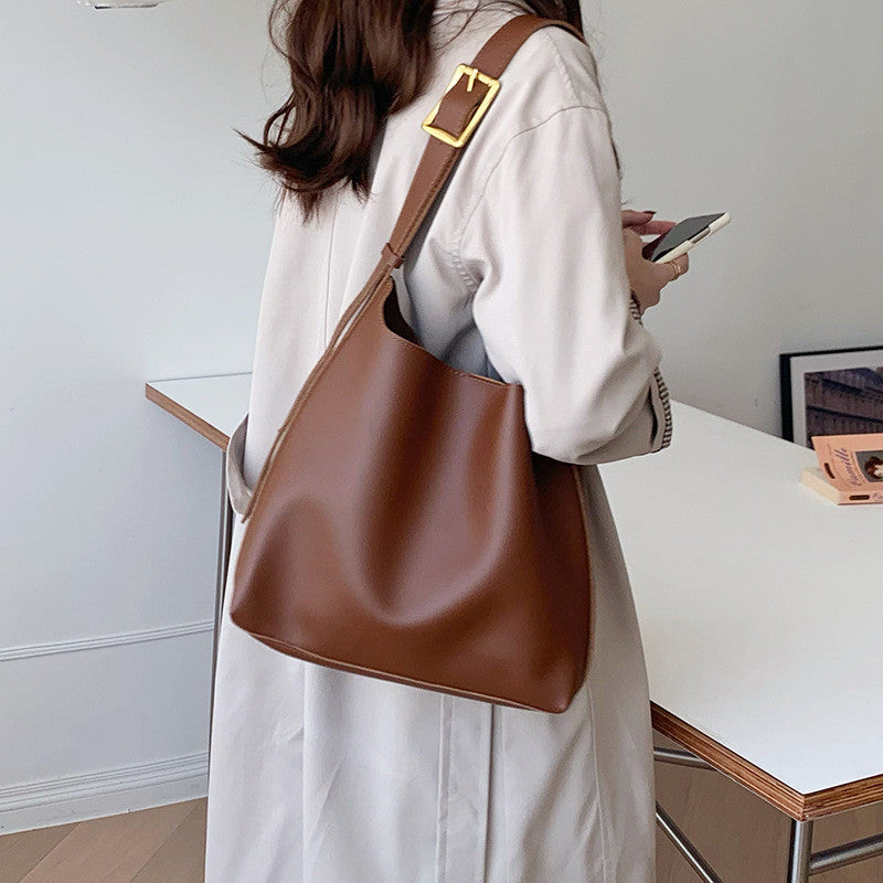 Ielgy All-Match Large-Capacity Lazy Style Bucket Bag Retro One-Shoulder Messenger
