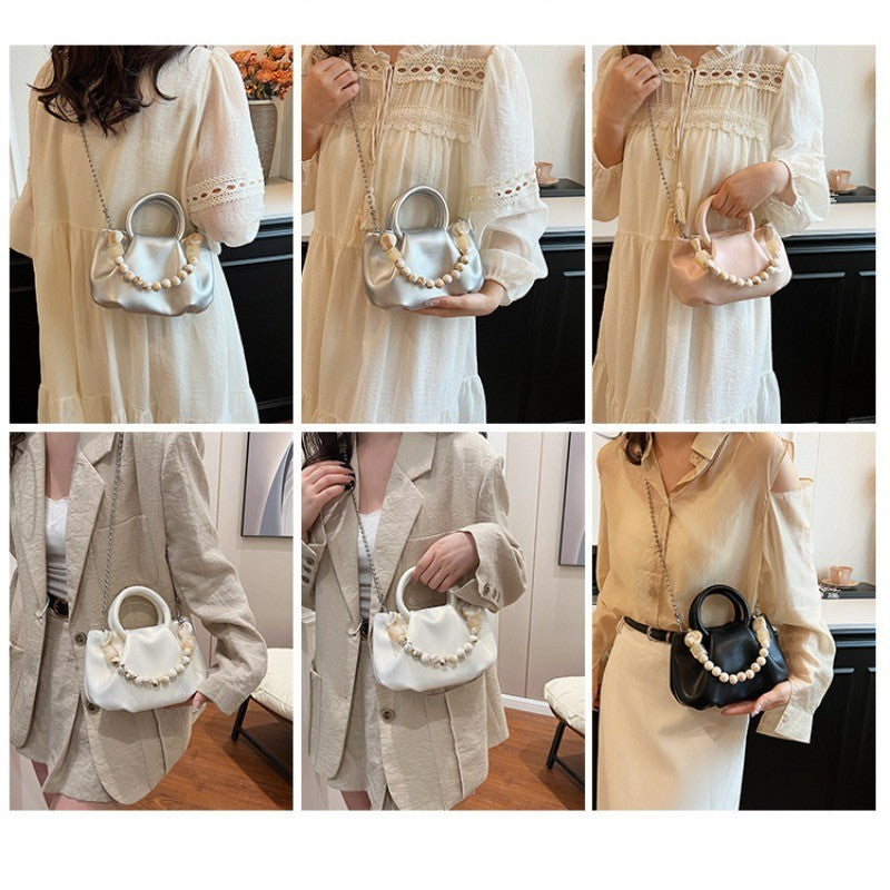 Ielgy Ladies Portable Pleated Bag Fashionable All-Match Diagonal Cloud Bag