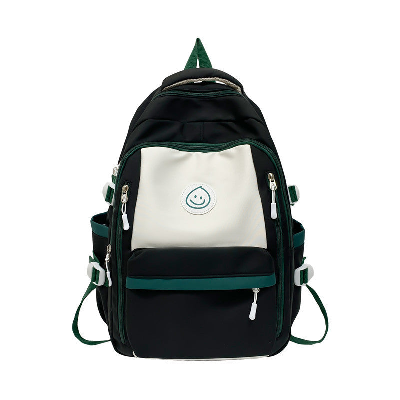 Ielgy Korean Version High School Junior High School Students Large-Capacity Backpack Simple Burden-Red