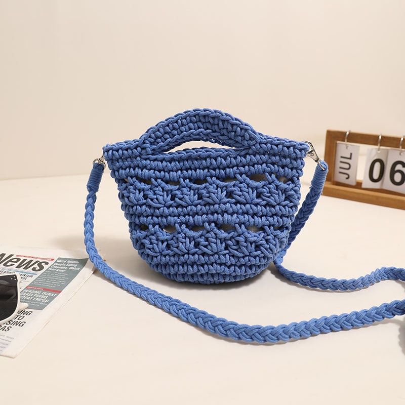 Ielgy Cross-Body Cotton Thread Woven Bag All-Match Hollow Straw Vacation Beach Bag Fresh