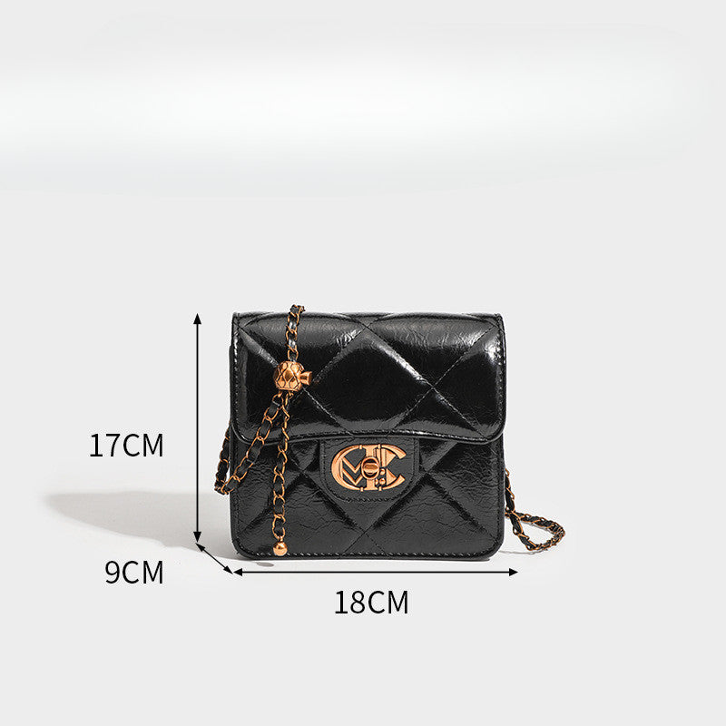 Ielgy Fashionable All-Match Chain Diamond One-Shoulder Messenger Mobile Phone Small Square Bag
