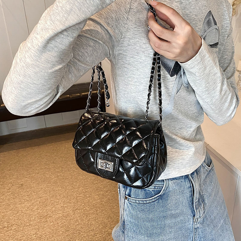 Ielgy Diamond Embroidery Thread Popular All-Match Chain Messenger Bag Fashion One-Shoulder Small Square Bag