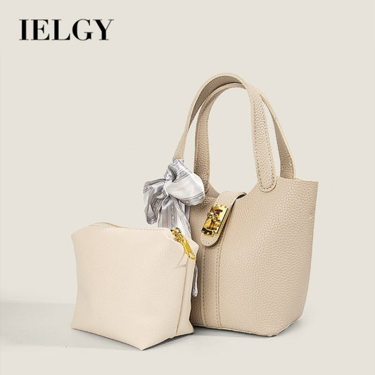 Ielgy Fashion Silk Scarf Portable Bucket Bag Texture All-Match One-Shoulder Cross @-