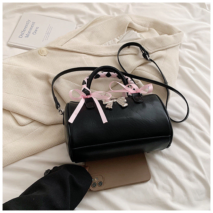 Ielgy Ballet Style Bowknot Portable Boston Bag Fashion One-Shoulder Messenger All-Match Pillow Bag