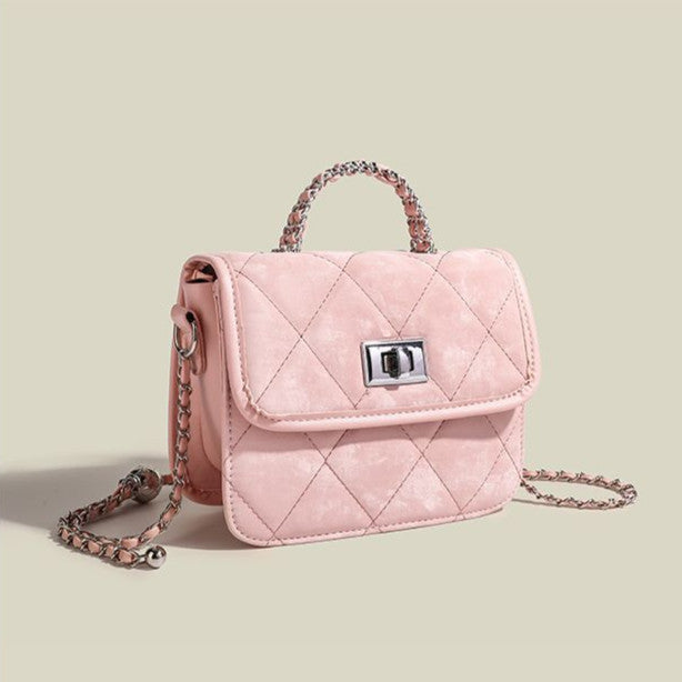 Ielgy Cute Portable Messenger Bag Fashionable All-Match High-End Niche Diamond Chain Shoulder