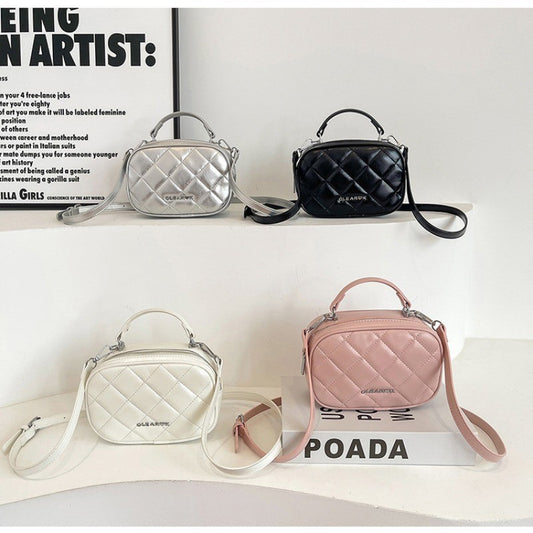Ielgy Diamond Silver Cross-Body All-Match Western-Style Small Square Bag One-Shoulder Portable Mobile Phone Bag