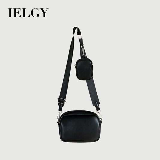 IELGY women's black simple personality three-in-one messenger bag