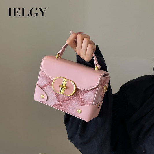 Ielgy Simple Fashion Handbag Diamond Chain Casual Crossbody Small Square Bag