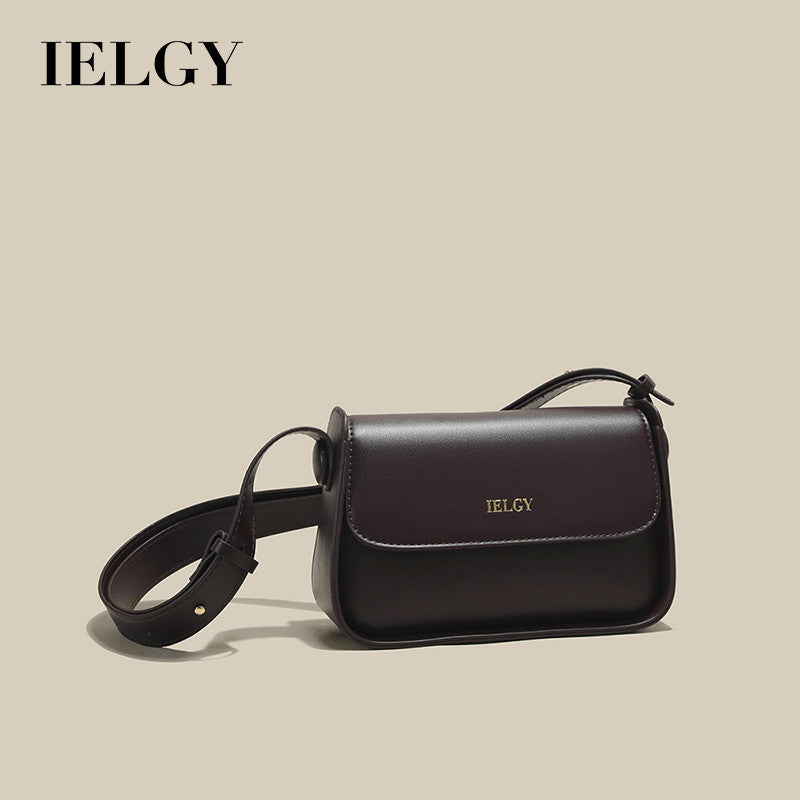 IELGY Fashionable and Versatile Top-handle Bag in Coffee with Wide Shoulder Strap for Women