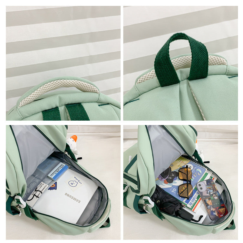 Ielgy Korean Version High School Junior High School Students Large-Capacity Backpack Simple Burden-Red