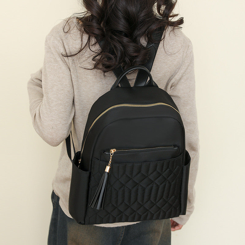 Ielgy Korean Version Diamond Backpack Outing Travel Bag Ladies Solid Color Backpack Simple Large Capacity Backpack