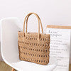 Ielgy Large-Capacity Straw Bag Hollow Classy One-Shoulder Portable Woven Female Bag Vacation Rattan