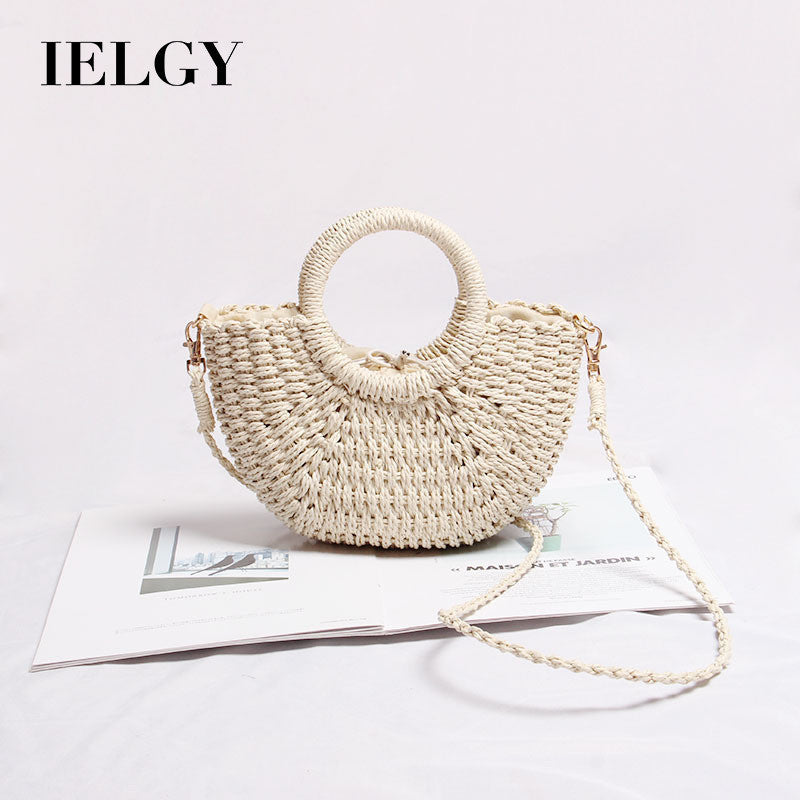 Ielgy Mini Messenger Woven Bag Cute Portable Summer Seaside Vacation Beach Bag
