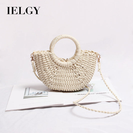 Ielgy Mini Messenger Woven Bag Cute Portable Summer Seaside Vacation Beach Bag