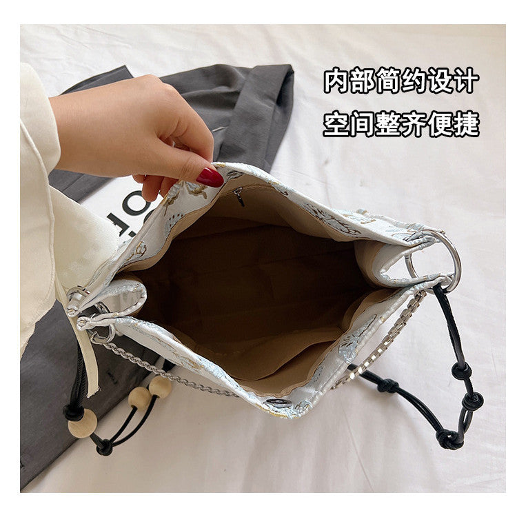 Ielgy Ladies All-Match New Chinese Style Underarm Bag Chinese Style Embroidered Cross-Body Tote Bag