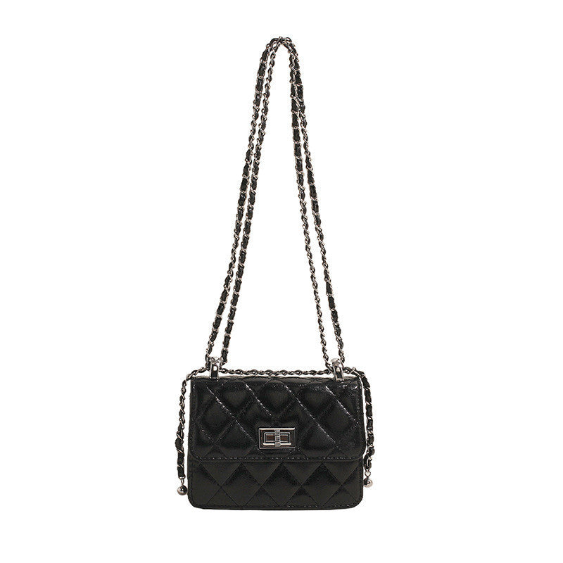 Ielgy Fashionable High-End Rhombus Shoulder Crossbody Chain Small Square Bag