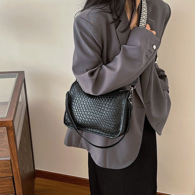 Ielgy Large-Capacity Shoulder Bag Korean Version Trendy Fashion All-Match Casual Commuter Cross-Body Dump