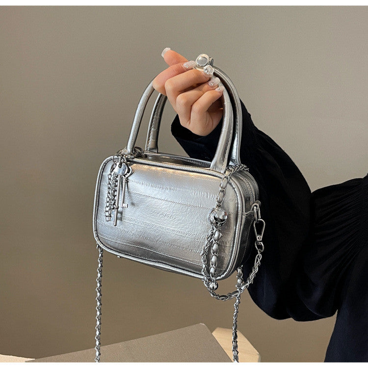 Ielgy High-End Eel Pattern Fashionable All-Match Chain Cross-Body Bag Portable Small Square Bag