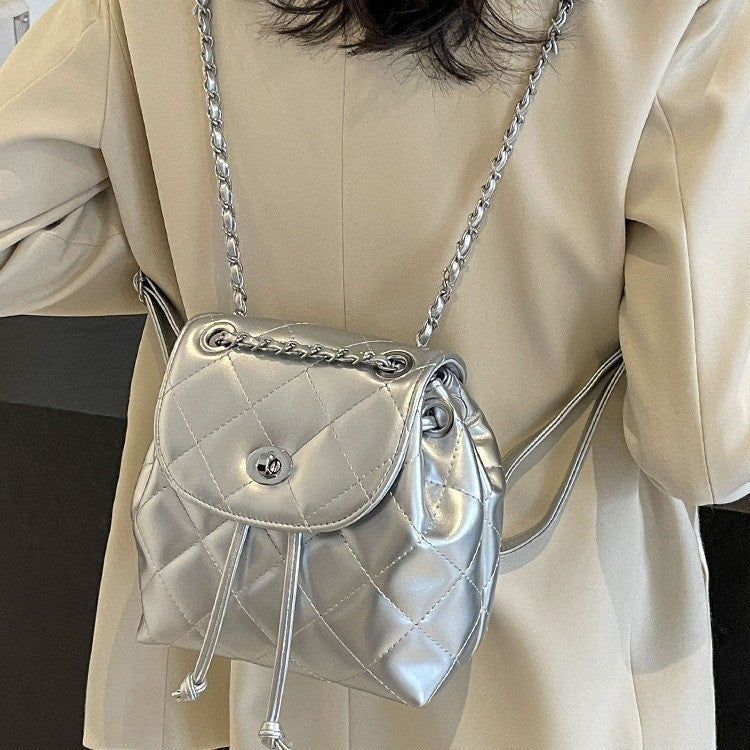 Ielgy Ladies All-Match Backpack Diamond Chain Fashion Niche School Bag