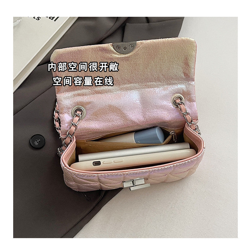 Ielgy Diamond Embroidery Thread All-Match Chain Messenger Bag Fashion One-Shoulder Small Square Bag
