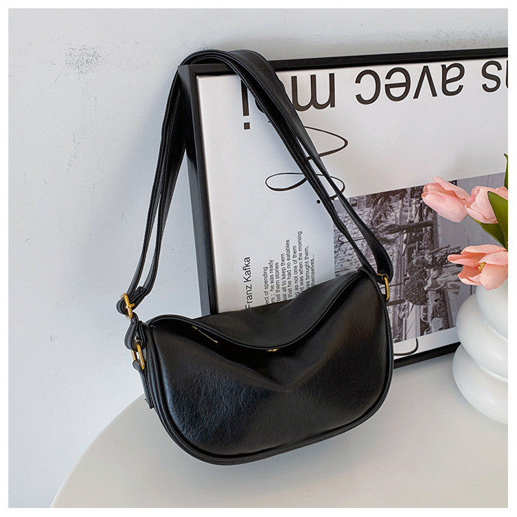 Ielgy Soft Face Fashion Shoulder Bag Casual All-Match Cross-Body Dumpling Bag Commuter Unique Popular