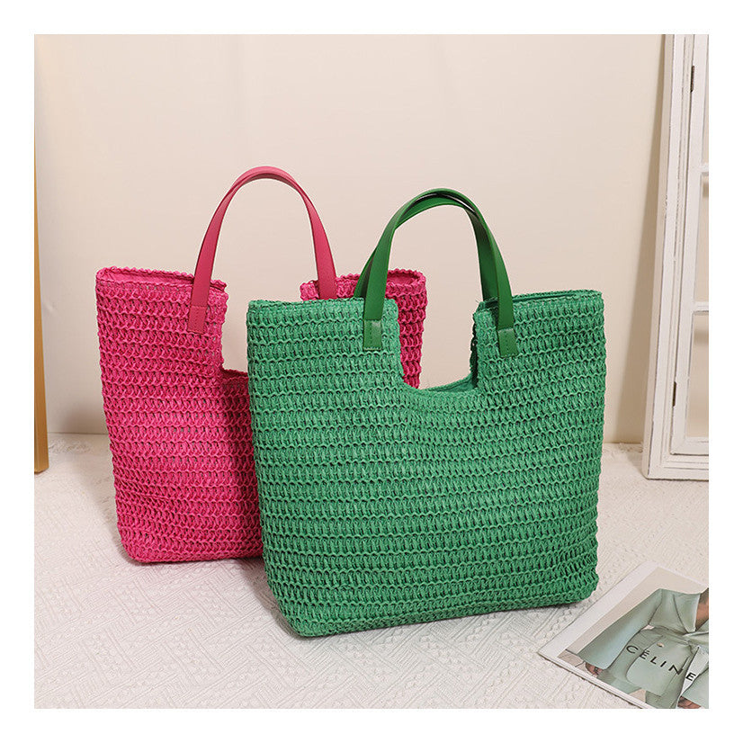 Ielgy Simple Large-Capacity Portable Woven Seaside Vacation Beach Female Bag