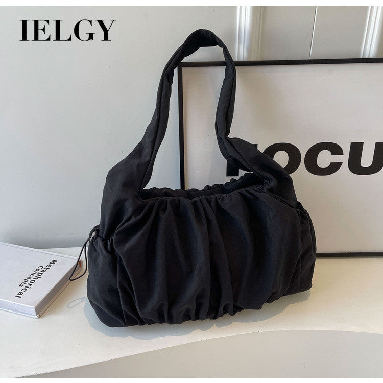 Ielgy Ladies White Pleated Bag Simple Fashion Commuter All-Match Cross-Body One-Shoulder Armpit Bag