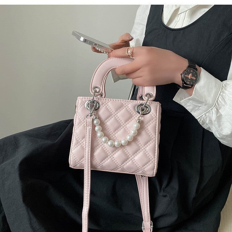 Ielgy Fashion Diamond Pearl Handbag All-Match One-Shoulder Cross-Body Diana Bag