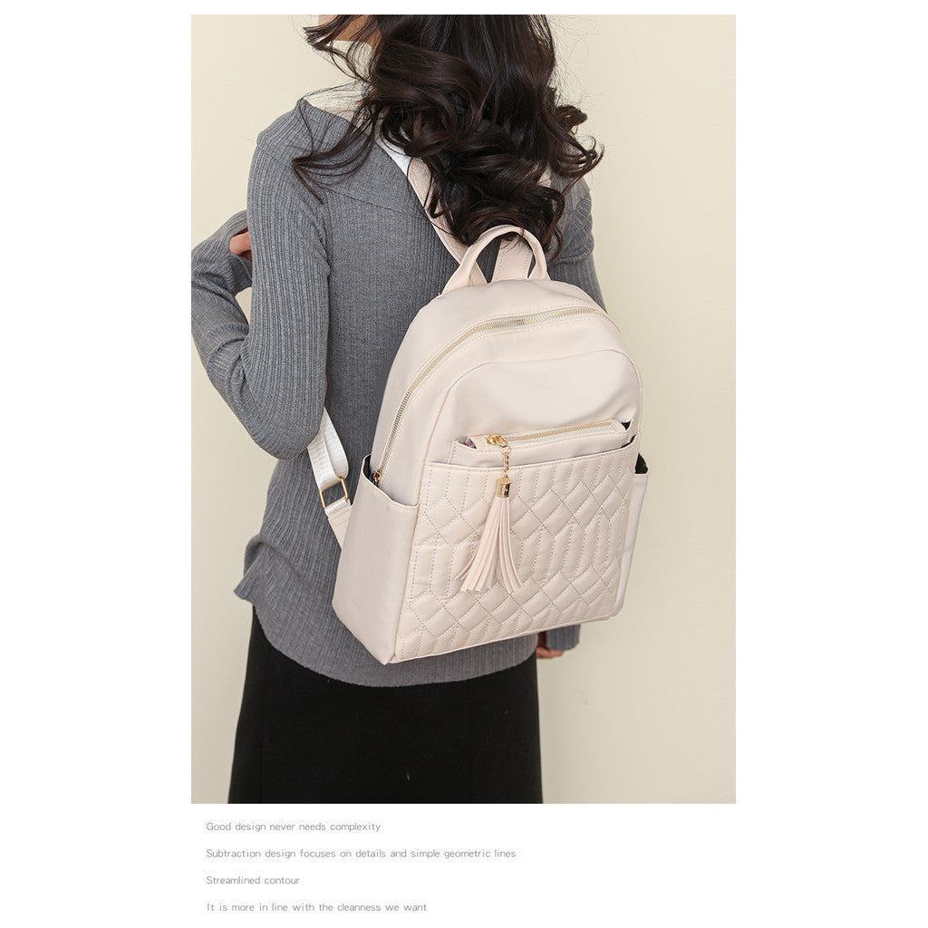 Ielgy Korean Version Diamond Backpack Outing Travel Bag Ladies Solid Color Backpack Simple Large Capacity Backpack