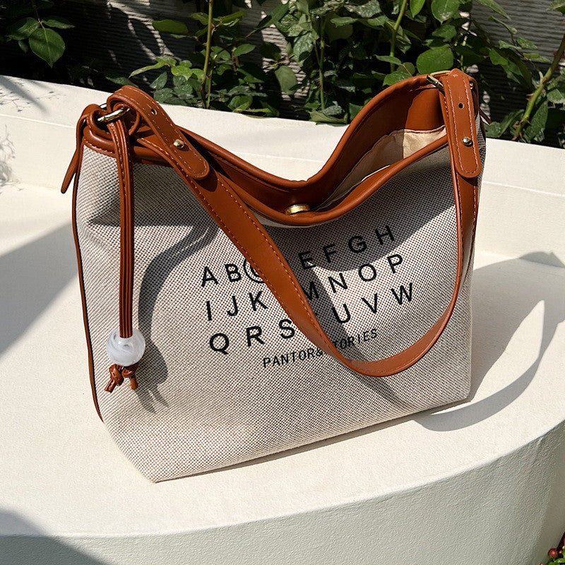 Ielgy Ladies Large-Capacity Canvas Casual All-Match Underarm Bag One-Shoulder Cross @-