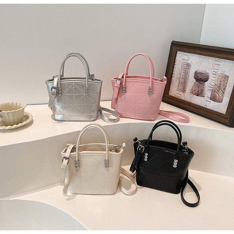 Ielgy Fashion Diamond Bucket Bag All-Match Niche Shoulder Messenger Bag