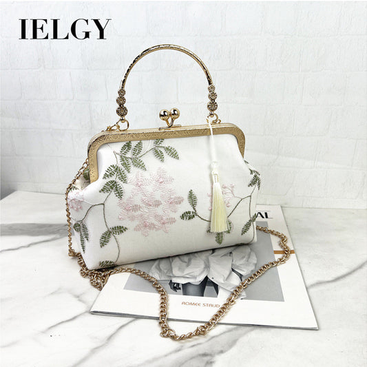 Ielgy Ladies All-Match Embroidered One-Shoulder Messen